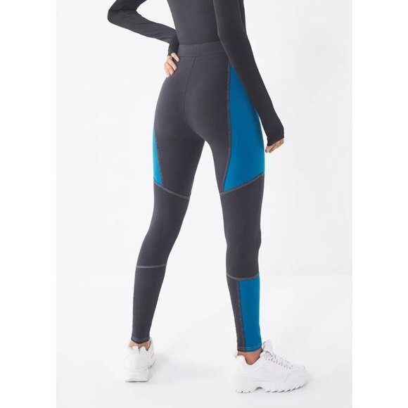 Urban Outfitters Victory Color block Leggings Blue Teal Black High Rise Waisted - Picture 1 of 7